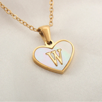 White heart pendant necklace initial w