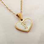 White heart pendant necklace initial y