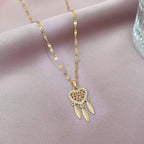 Necklace with Crystal Dreamcatcher Heart Pendant