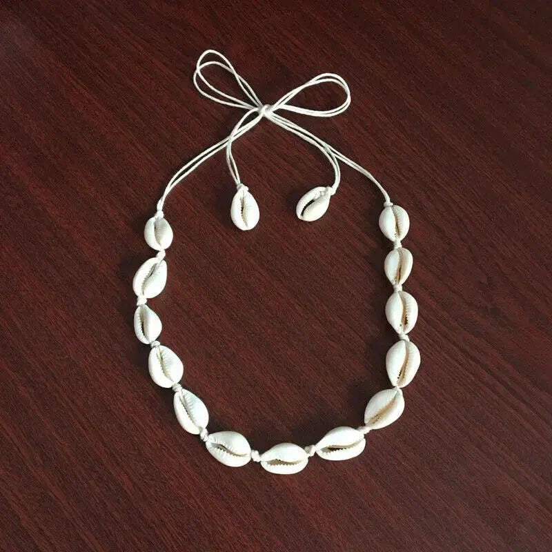 Necklace with White Cowrie Shell Pendant