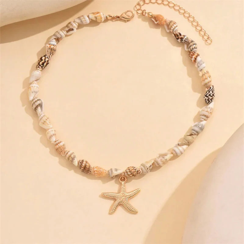 Necklace with Shell and Starfish Pendant