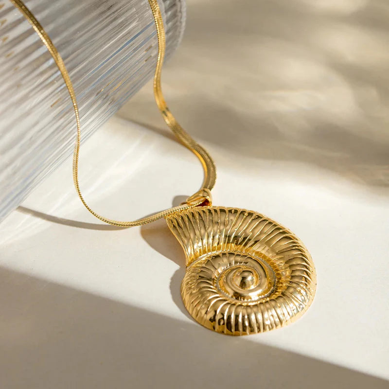 Necklace with Spiral Shell Pendant