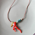Necklace with Coral and Red Fish Pendant