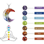 Crescent Moon Pendant Necklace 7 Chakras