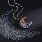 Crescent Moon Pendant Necklace 7 Chakras