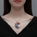 Crescent Moon Pendant Necklace 7 Chakras