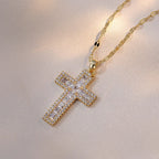 Necklace with Christian Cross Zircon Pendant A