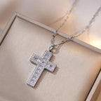 Necklace with Christian Cross Zircon Pendant B