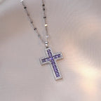 Necklace with Christian Cross Zircon Pendant D
