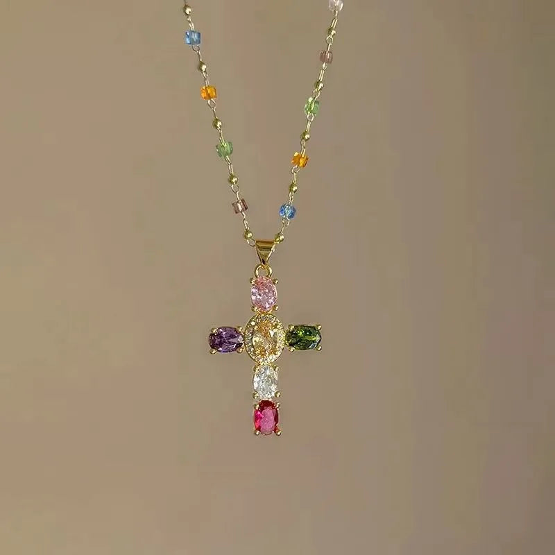 Women's Zircon Cross Pendant Necklace