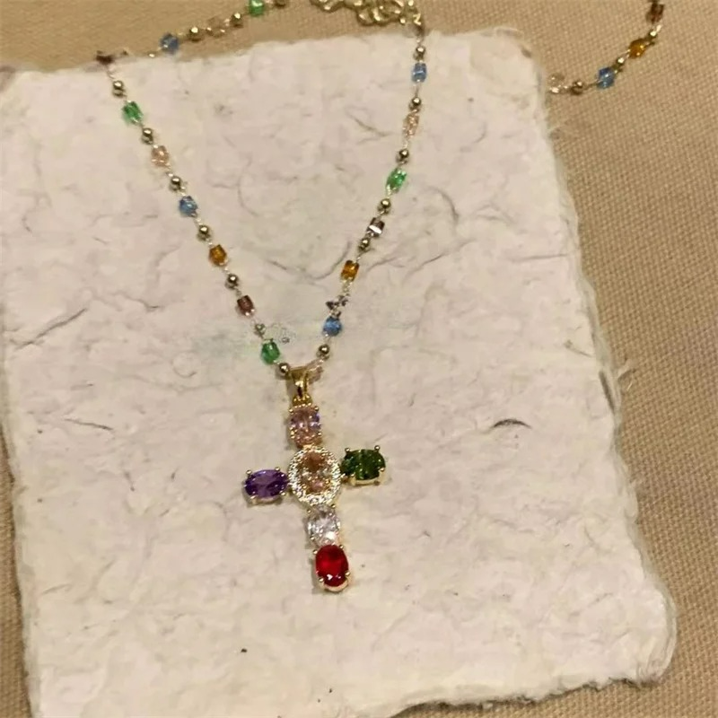 Women's Zircon Cross Pendant Necklace