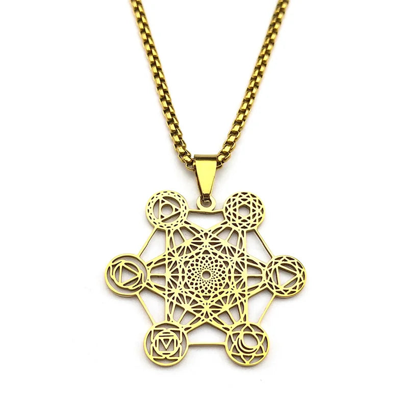 Metatron's Cube Pendant Necklace gold
