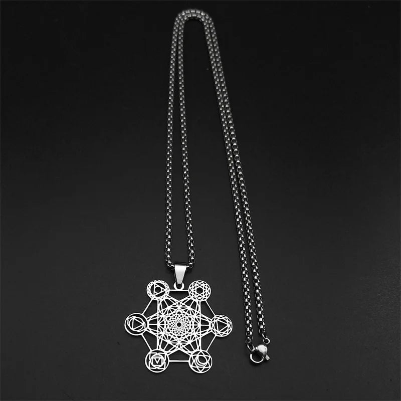 Metatron's Cube Pendant Necklace silver