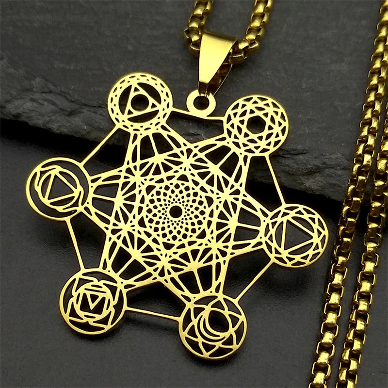 Metatron's Cube Pendant Necklace gold
