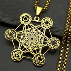 Metatron's Cube Pendant Necklace gold