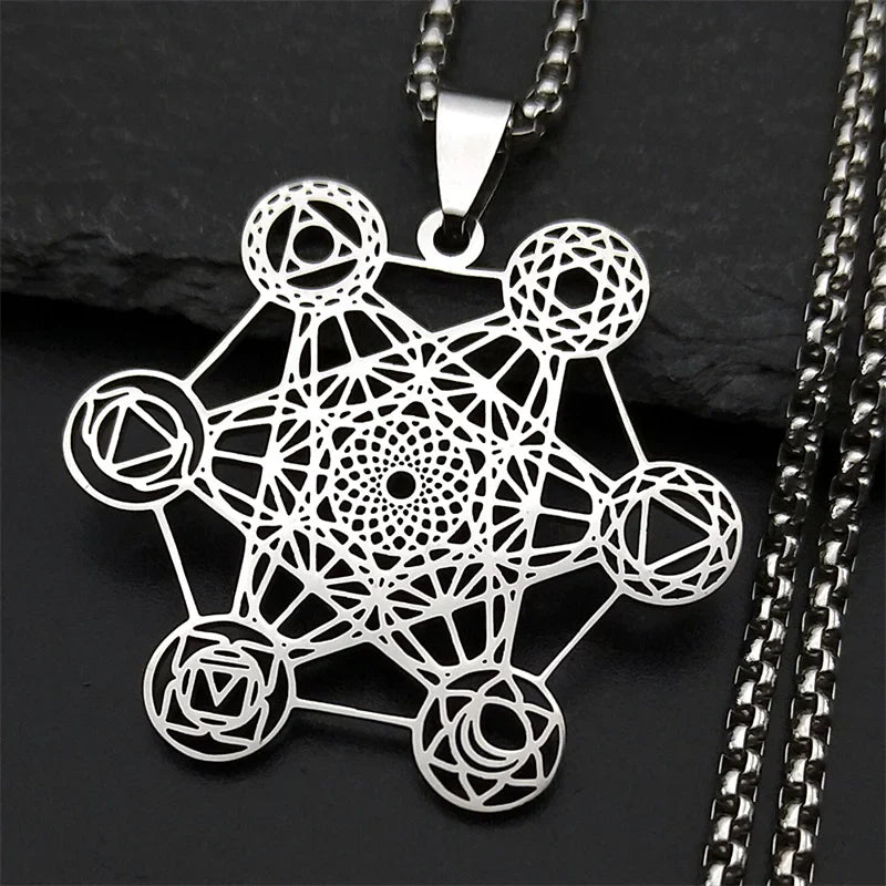 Metatron's Cube Pendant Necklace silver