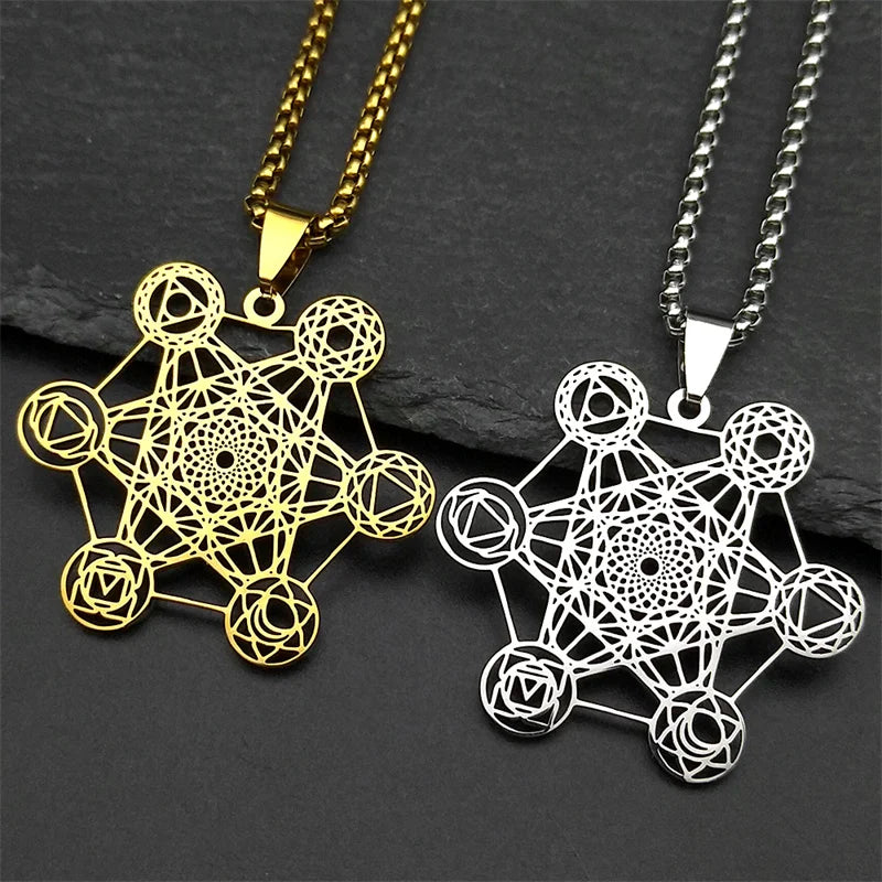Metatron's Cube Pendant Necklace gold