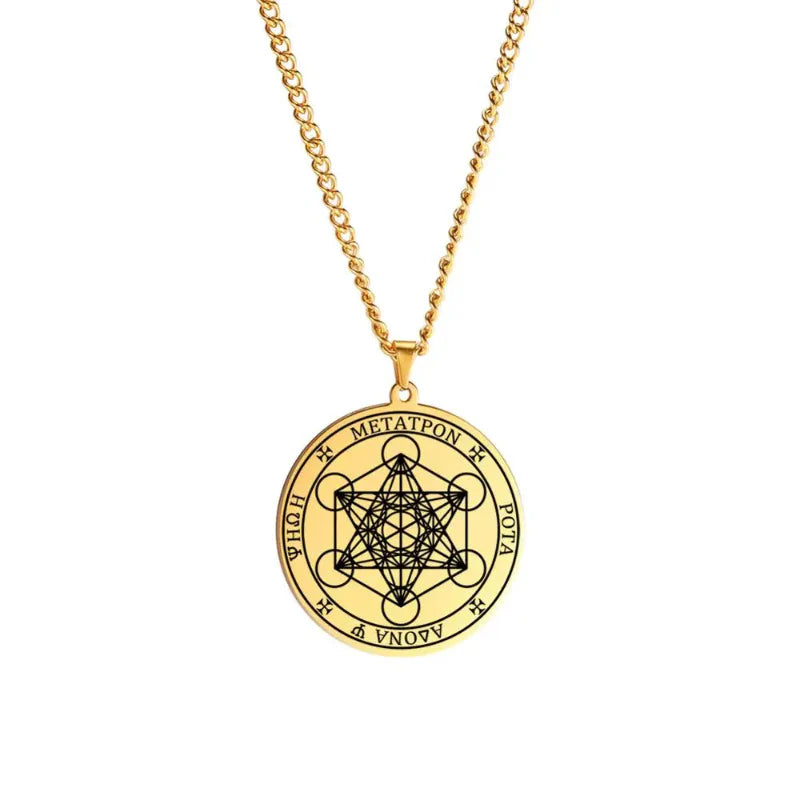 Necklace with Gold Metatron's Cube Pendant