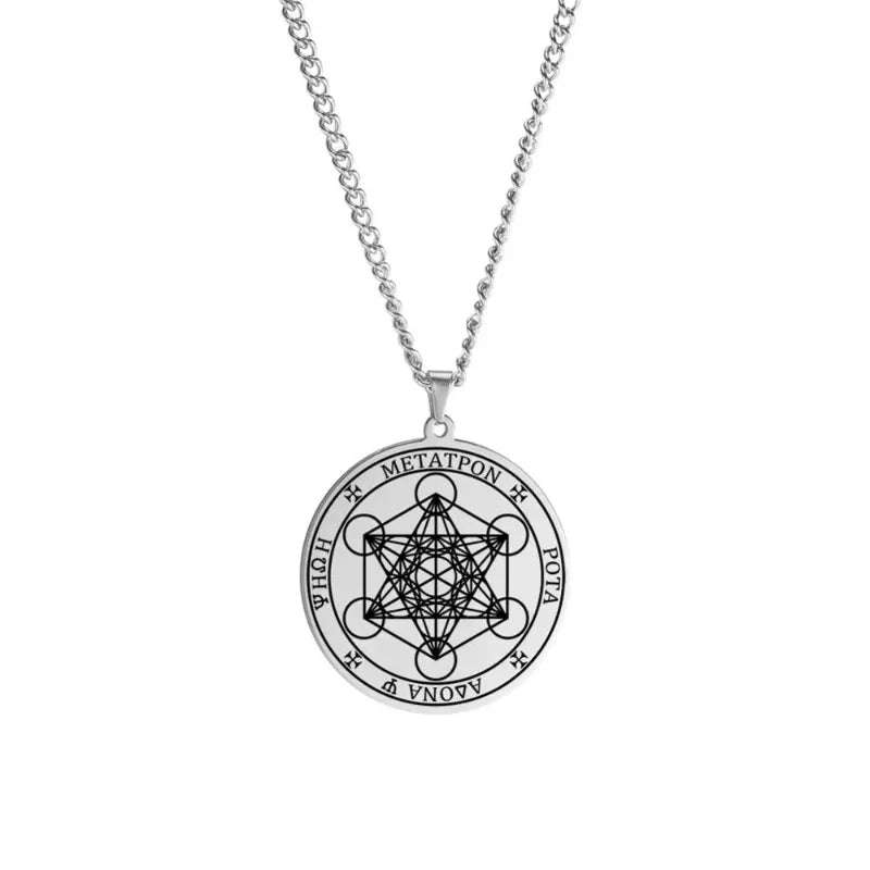 Necklace with Silver Metatron's Cube Pendant