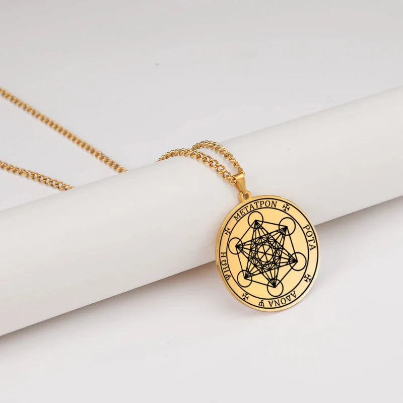 Necklace with Gold Metatron's Cube Pendant