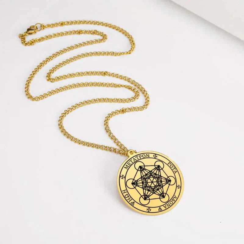 Necklace with Gold Metatron's Cube Pendant