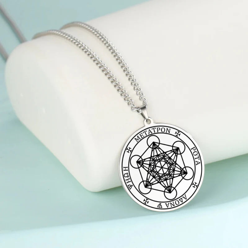 Necklace with Silver Metatron's Cube Pendant