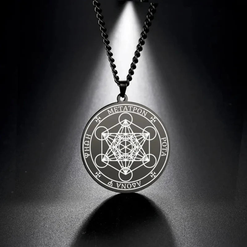 Necklace with Black Metatron's Cube Pendant