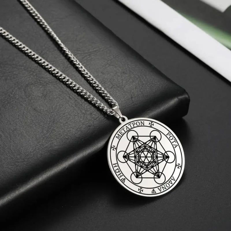 Necklace with Silver Metatron's Cube Pendant