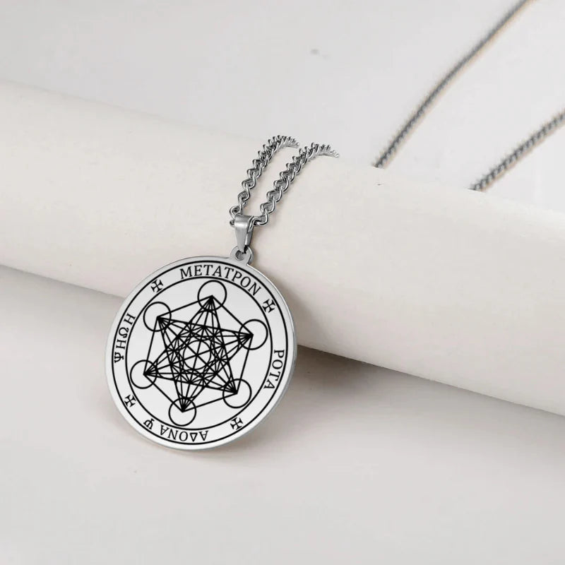 Necklace with Silver Metatron's Cube Pendant