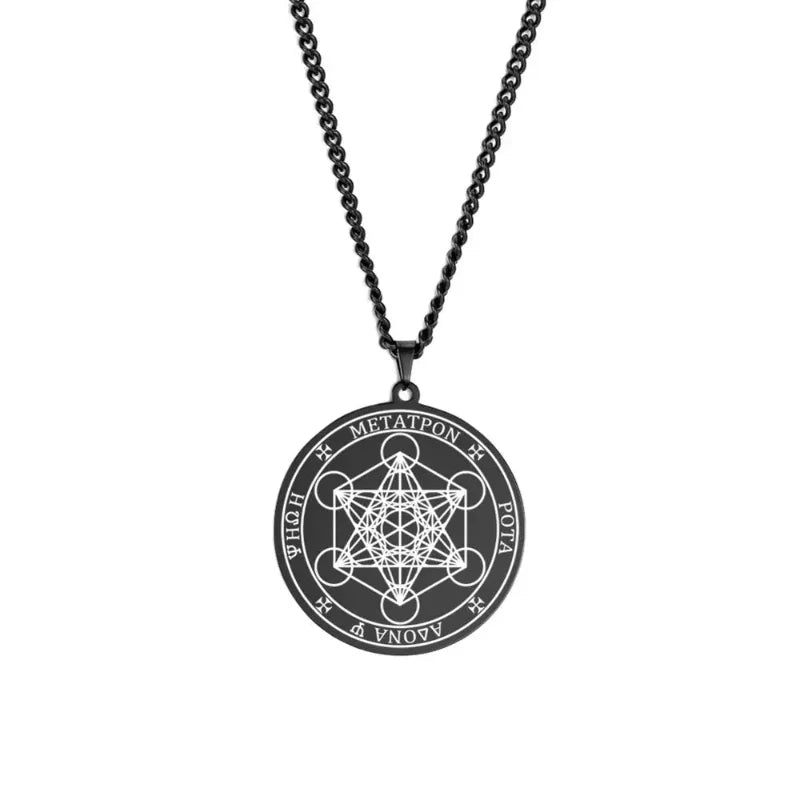 Necklace with Black Metatron's Cube Pendant