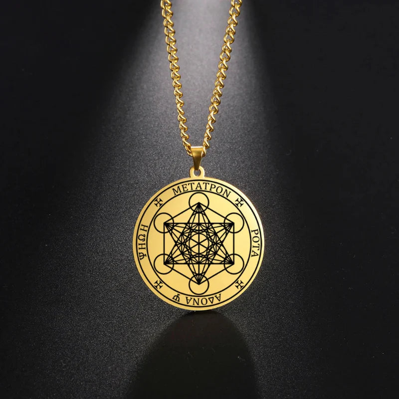 Necklace with Gold Metatron's Cube Pendant