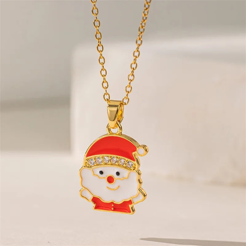 Santa Claus Christmas Pendant Necklace