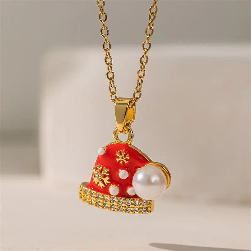 Christmas Hat Pendant Necklace