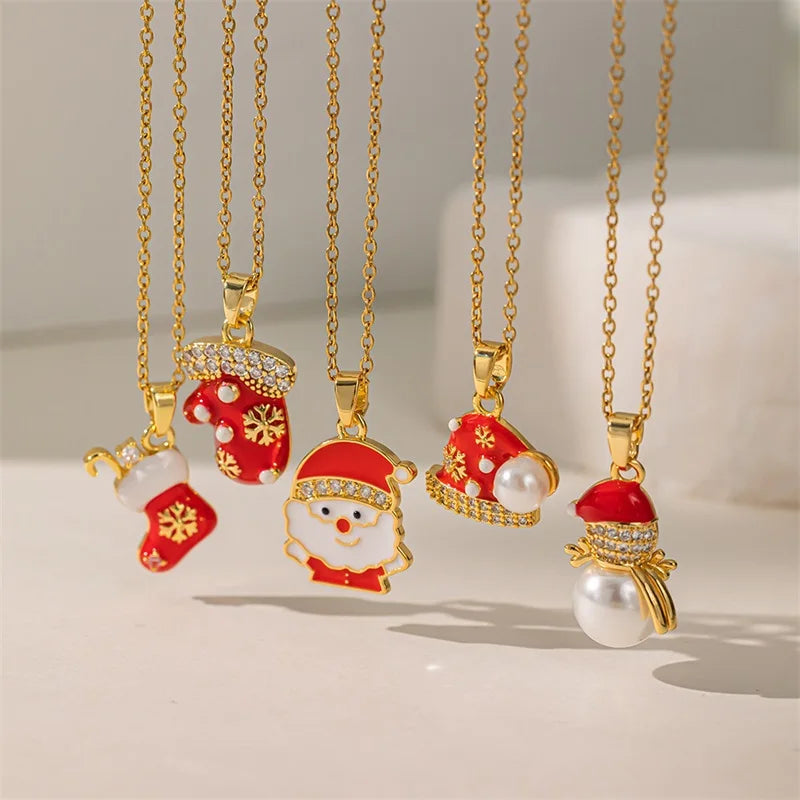 Snowman Christmas Pendant Necklace