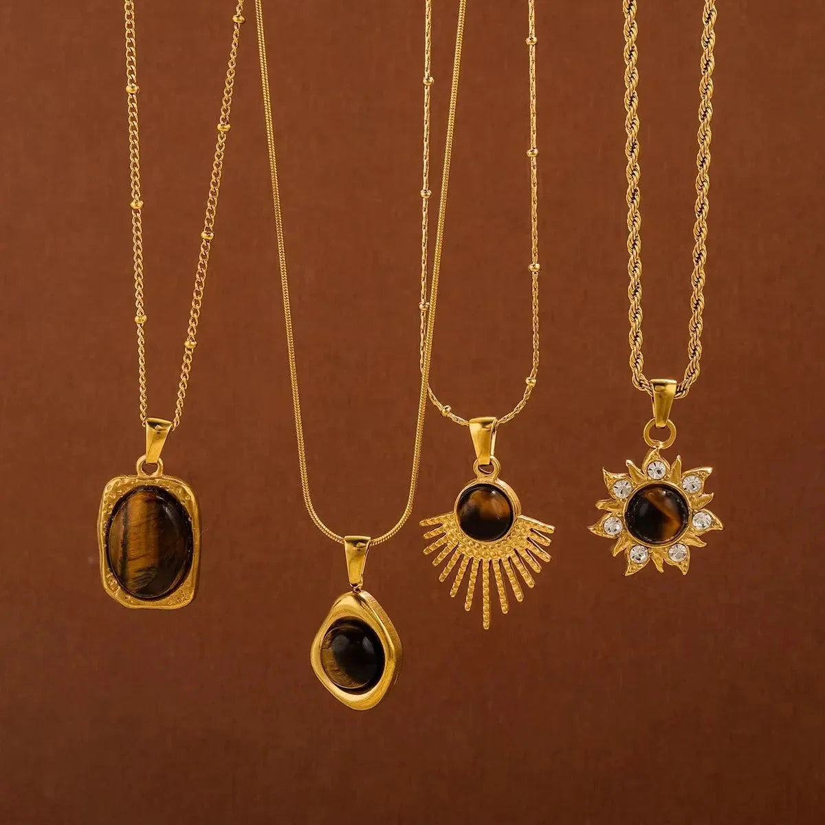 Tiger’s Eye Protection Pendant Necklace for Women D