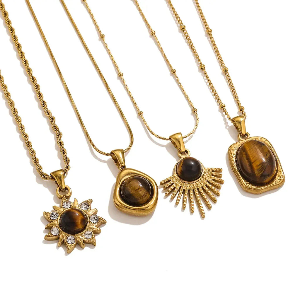 Tiger’s Eye Protection Pendant Necklace for Women B