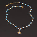 Beaded Necklace with Blue Eye Pendant Style 1