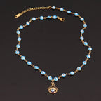 Beaded Necklace with Blue Eye Pendant Style 1
