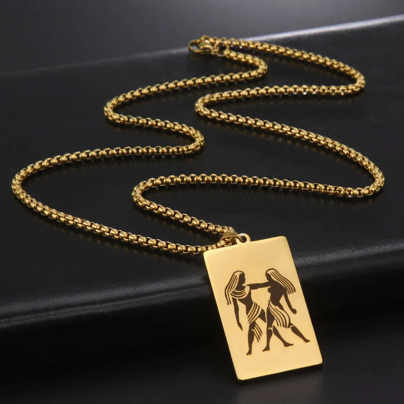 Elegant Astrology Zodiac Sign Pendant Necklace 