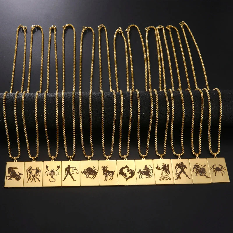Elegant Astrology Zodiac Sign Pendant Necklace