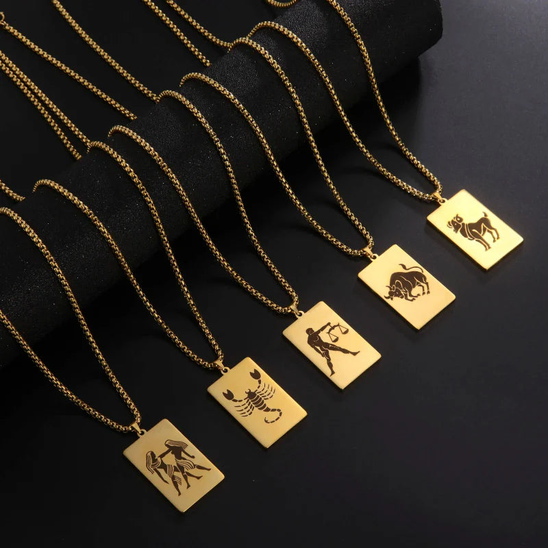 Elegant Astrology Zodiac Sign Pendant Necklace