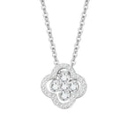 Necklace with Four-Leaf Clover Pendant in Zircon Silver