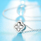 Necklace with Four-Leaf Clover Pendant in Zircon Silver