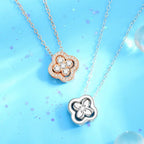 Necklace with Four-Leaf Clover Pendant in Zircon Silver