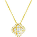 Necklace with Four-Leaf Clover Pendant in Zircon Gold