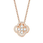 Necklace with Four-Leaf Clover Pendant in Zircon Rose Gold