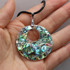 Mother-of-Pearl Shell Pendant Leather Necklace