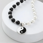 Necklace with Black and White Yin Yang Pearl Pendant