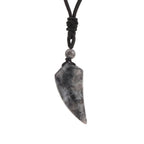 Necklace with Natural Stone Shark Tooth Pendant Black Labradorite
