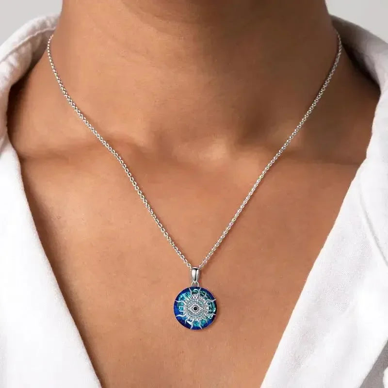 Necklace with Protective Evil Eye Zircon Pendant